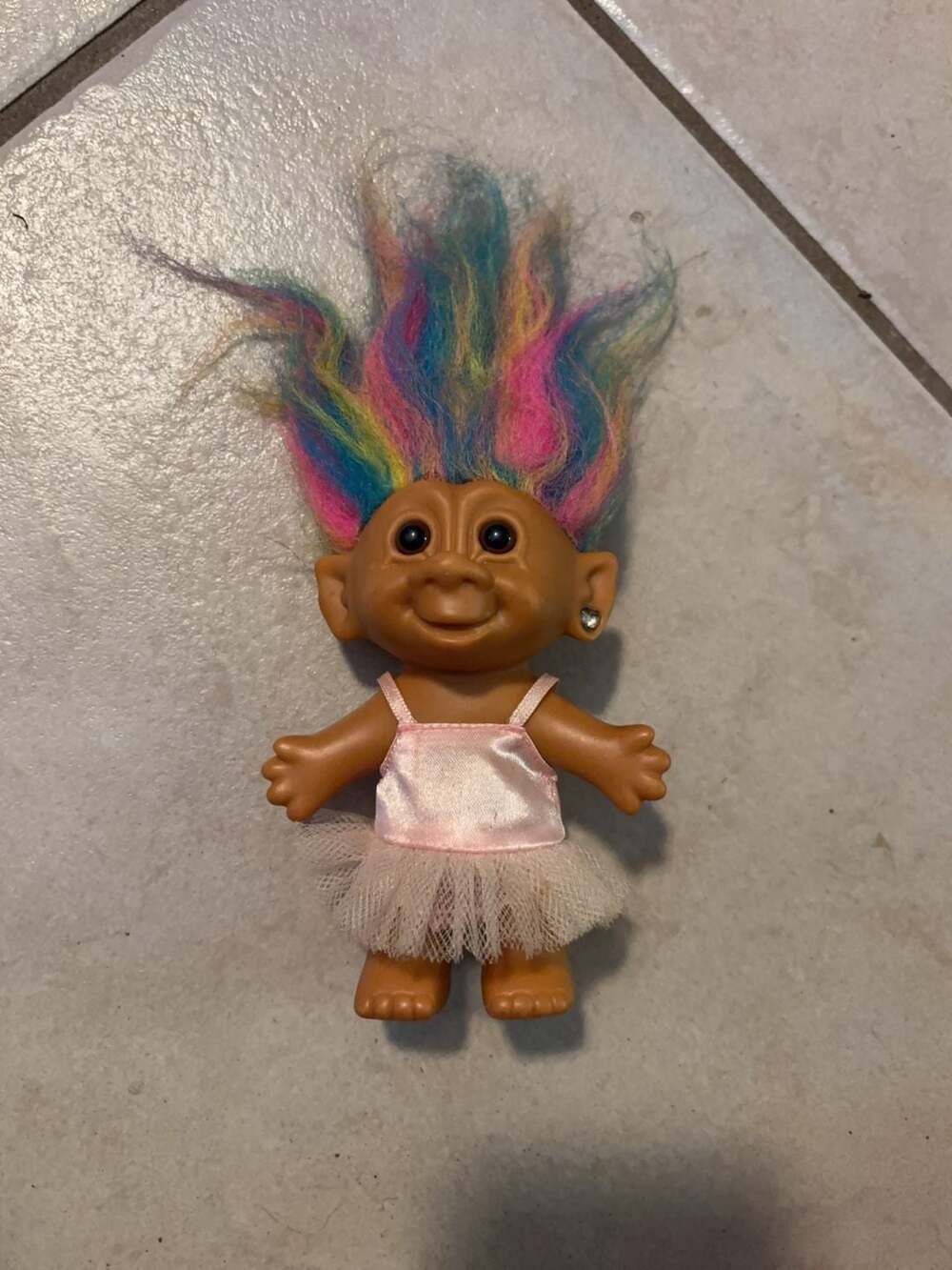 Bright of America Troll Doll with Rainbow Hair and Pink Tutu